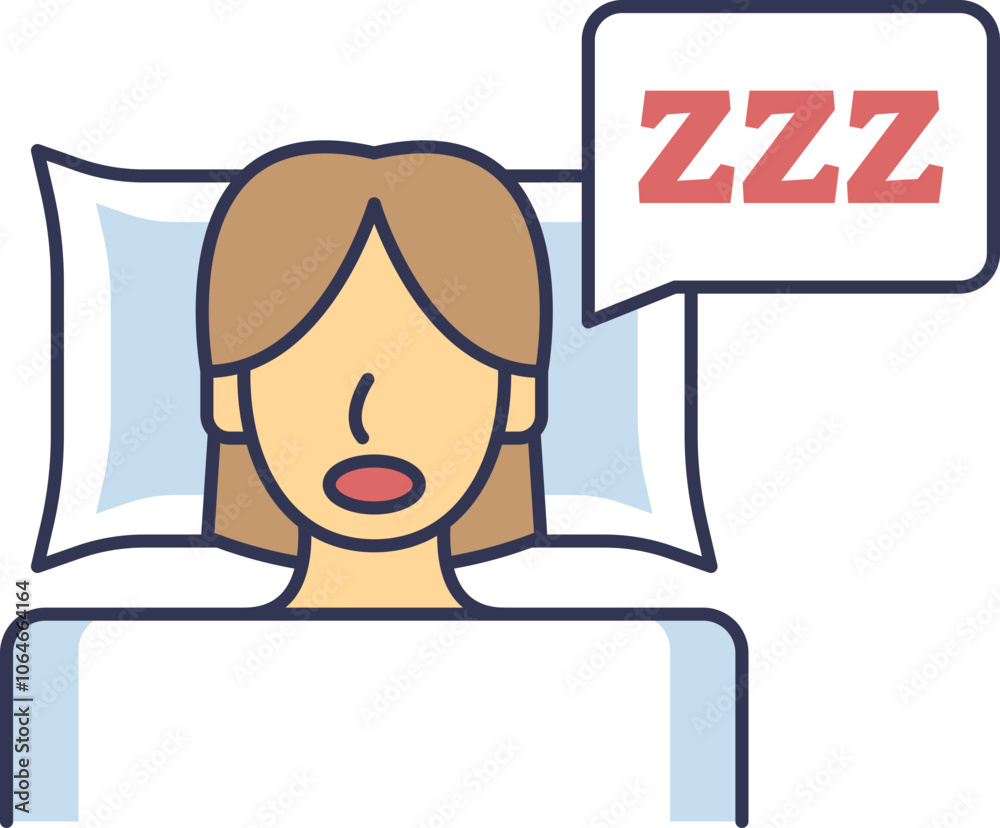 Illustration of a person sleeping with a speech bubble showing 'ZZZ', symbolizing restful sleep. Illustration of a person sleeping with a speech bubble showing 'ZZZ', symbolizing restful sleep.