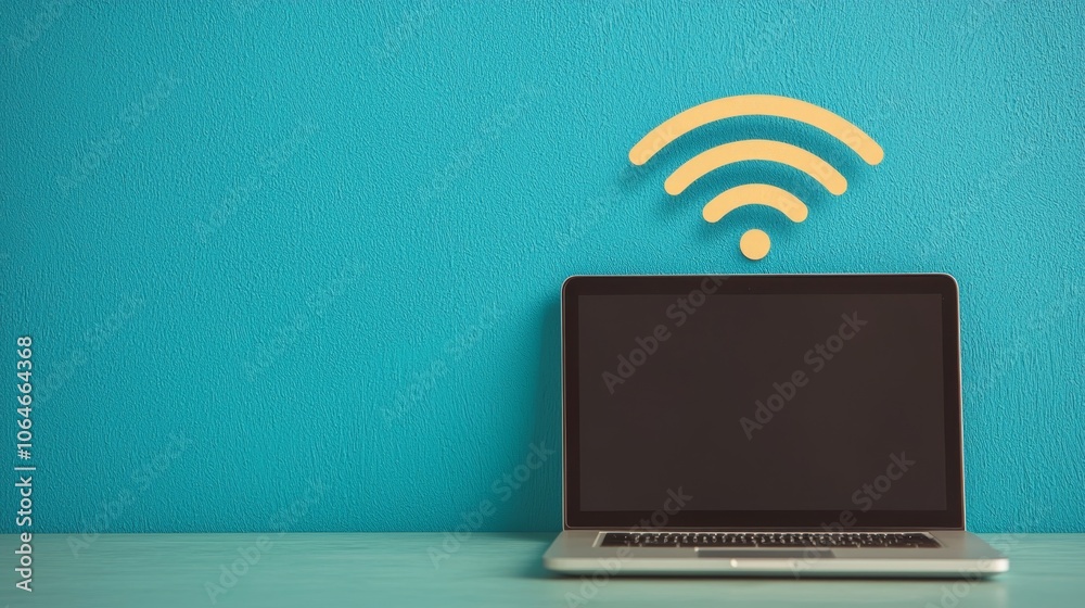 Secure Work Access: Laptop Connected to Reliable Wi-Fi Network Secure Work Access: Laptop Connected to Reliable Wi-Fi Network