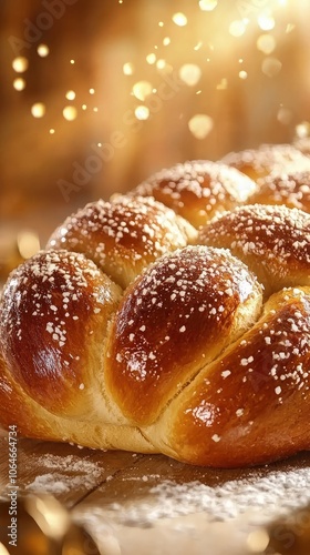 Freshly Baked Braided Loaf of Challah Bread