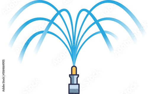 Illustration of a sprinkler spraying water, symbolizing irrigation and water distribution.