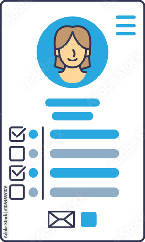 Profile interface with avatar, checkboxes, and email icon symbolizes user customization.