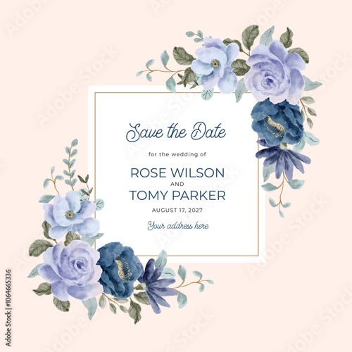 purple blue floral watercolor frame