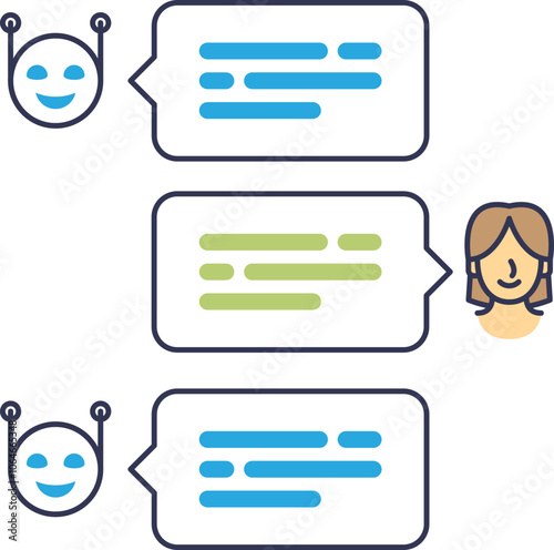 Iconic representation of an AI chatbot with a speech bubble, symbolizing digital communication.