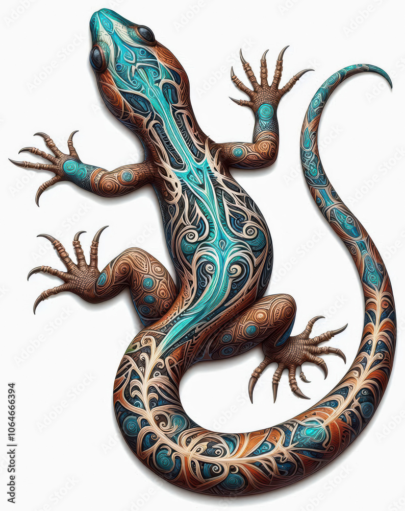 Obraz premium TRIBAL TATOO トライバル タトゥ 刺青 トカゲ