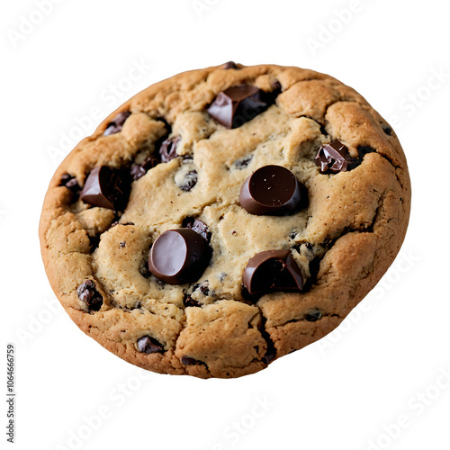 Delicious Chocolate Chip Cookie Isolated on White Background Perfect for Bakery Menus and Dessert Promotions