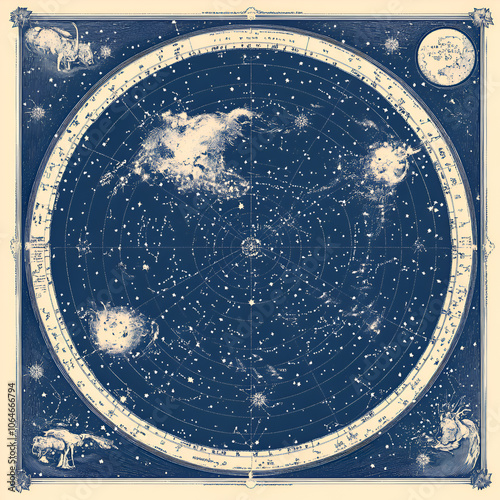 Vintage Star Chart Celestial Map for Astronomy Enthusiasts