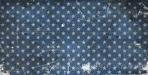 Vintage background in USA flag colors with old grunge retro wall pattern with stars, 4th of july Independence Day theme, festive concept for american national holidays.