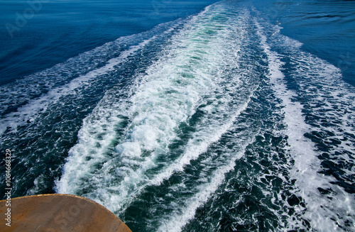 Ferry boat wake near San Juan Islands. photo