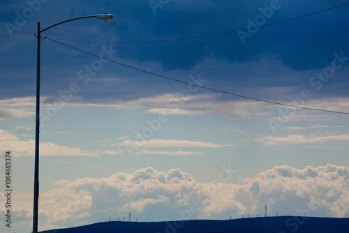 Power lines and sky with storm clouds. photo