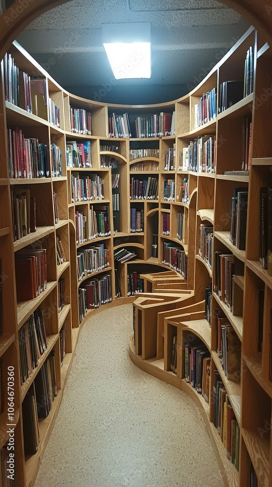 Cozy Indoor Library Maze of Bookshelves Cozy Indoor Library Maze of Bookshelves