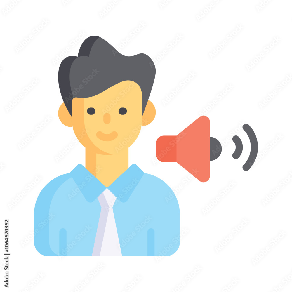 Person with a megaphone, symbolizing announcements and public speaking Person with a megaphone, symbolizing announcements and public speaking