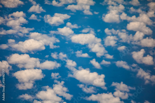 Aerial photo of clouds from an airliner over the  Pacific Ocean. photo