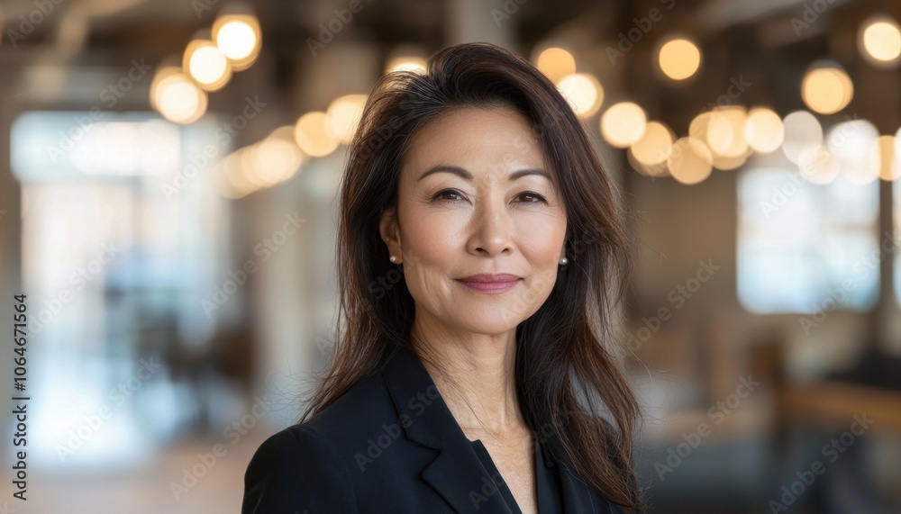 Confident Asian Businesswoman in Modern Office Space Confident Asian Businesswoman in Modern Office Space