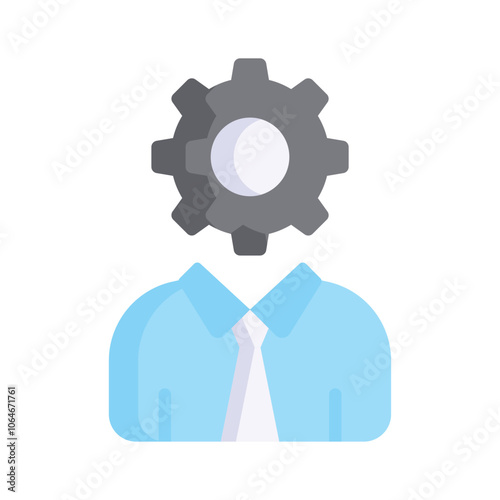 Person with a gear head, symbolizing technical knowledge and skills