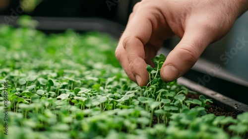 Chef Garnishing Dish with Fresh Microgreens