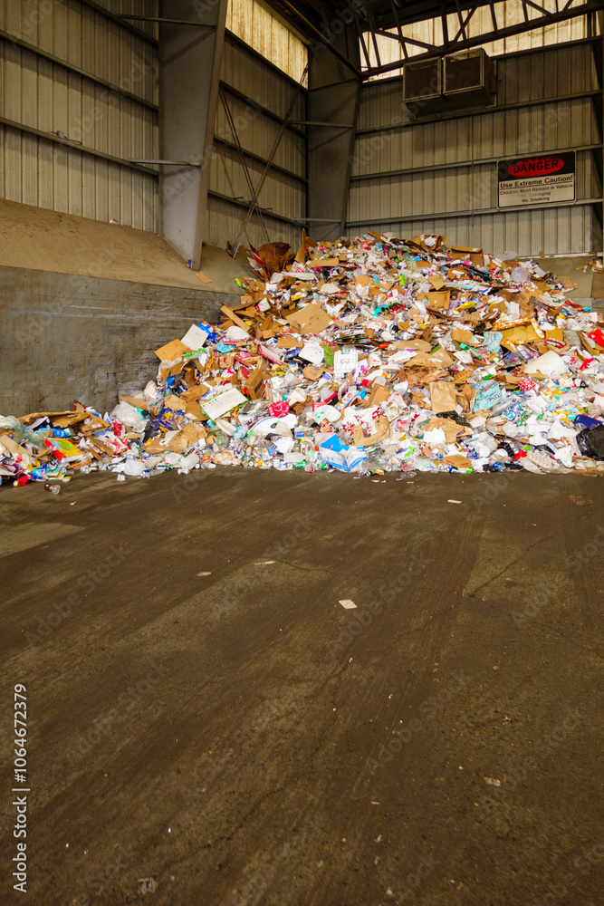 Garbage pile in transfer station. Garbage pile in transfer station.
