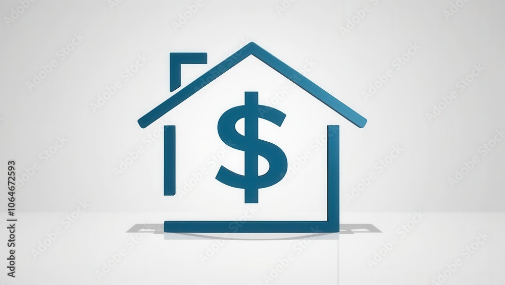 House icon with dollar sign for real estate financial concepts. House icon with dollar sign for real estate financial concepts.