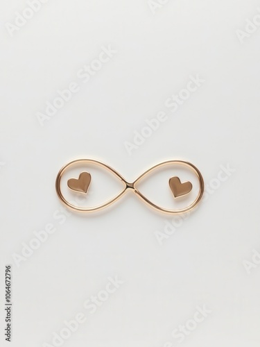 Infinity symbol with heart accents on a white isolated background.