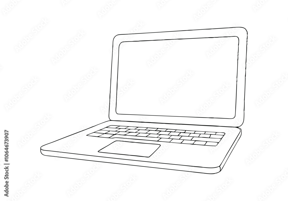 Continuous Line Art of a Laptop. Minimalist Technology Illustration for Office and Digital Themes