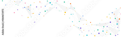 Geometric connected background. Connecting dots and lines. Global network connection. Banner template for technology.