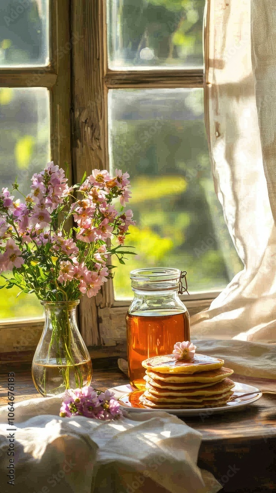 Charming Breakfast Nook with Maple Syrup Jar Charming Breakfast Nook with Maple Syrup Jar