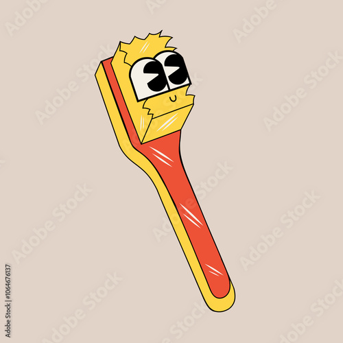Doodle cute character toothbrush sticker illustration