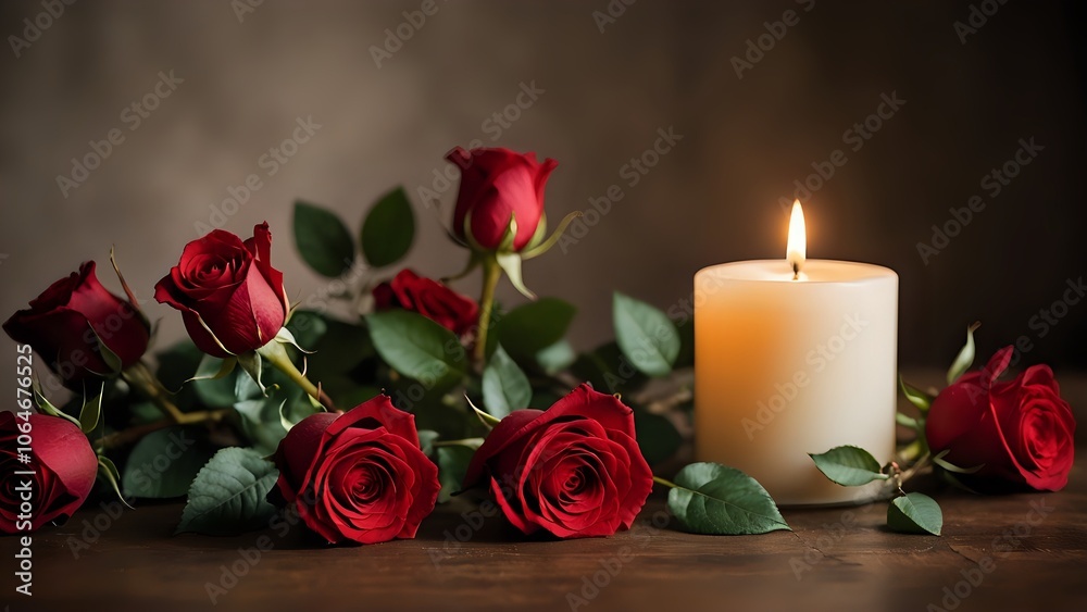 Fototapeta premium candle and rose