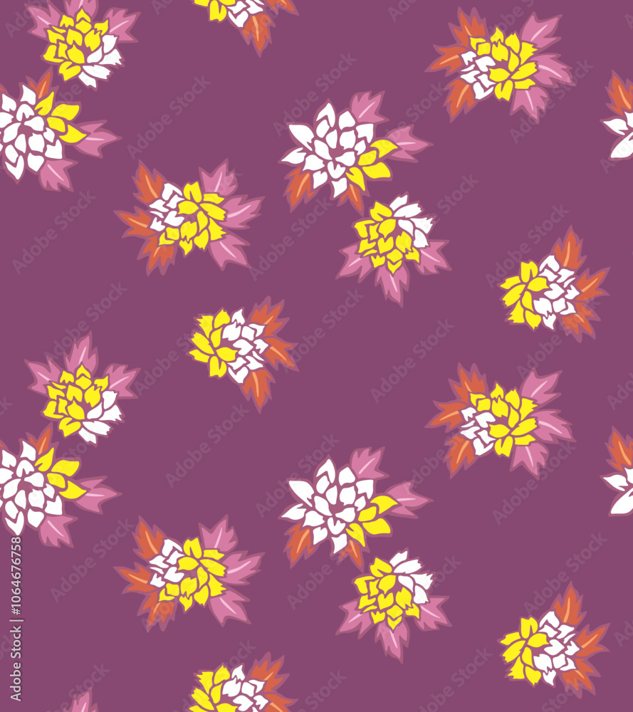 Japanese Wild Flower Leaf Vector Seamless Pattern Japanese Wild Flower Leaf Vector Seamless Pattern