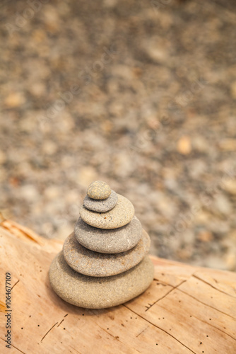 Close up of a stack of beach rocks, Rialto Beach, Olympic National Park, Mora, WA, USA. photo