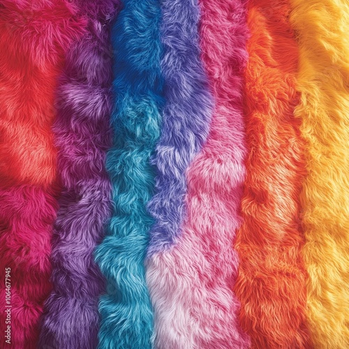 A vibrant rainbow colors of fluffy cotton