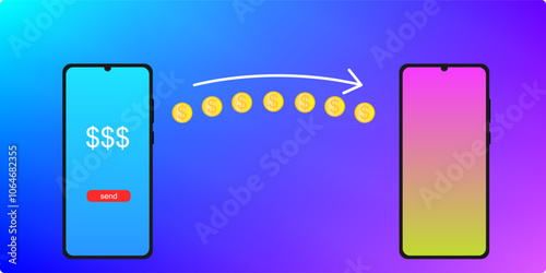 Illustration of Mobile Money Transfer with Gradient Background