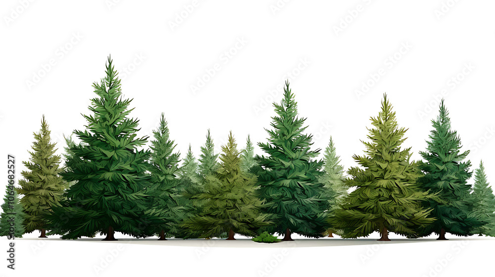 Obraz premium Watercolor coniferous forest, Christmas tree hand drawn illustration for holiday cards, greeting cards. Christmas spruce and pine tree illustration