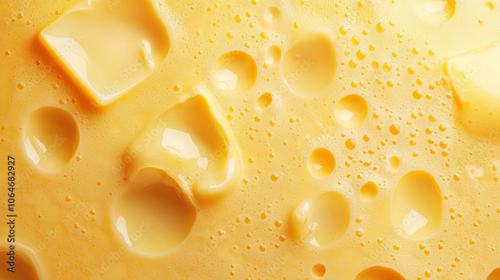 Vivid Yellow Liquid with Bubbles and Droplets Vivid Yellow Liquid with Bubbles and Droplets