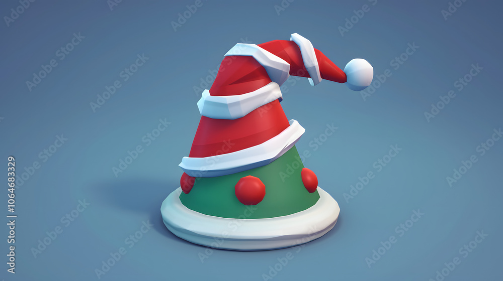 Elf Hat Christmas isometric Cartoon 3D Elf Hat Christmas isometric Cartoon 3D