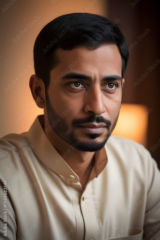 Portrait of a Thoughtful Middle Eastern Man with a Beard Portrait of a Thoughtful Middle Eastern Man with a Beard