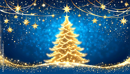 Christmas trees made of interconnected glowing lines and dots, resembling a network or constellation, positioned on either side of the image ,festive holiday theme