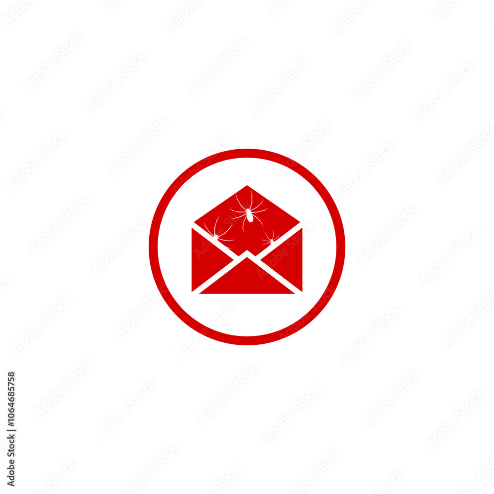 Infected email icon isolated on transparent background