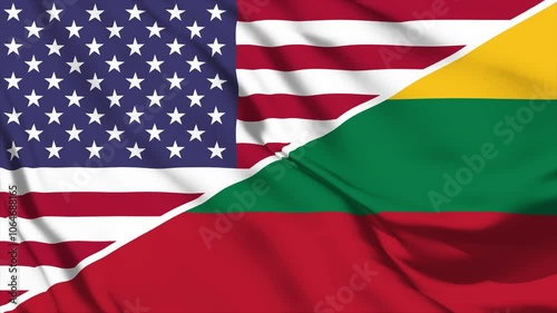 United waving flag animation of the United States and Lithuania