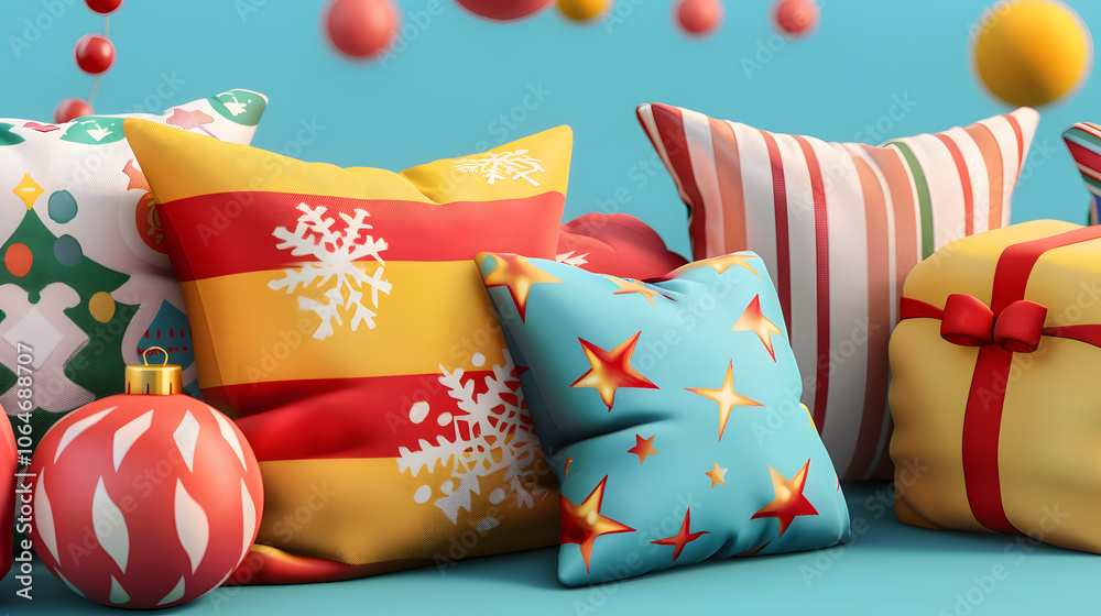 Obraz premium Throw Pillows isometric Cartoon 3D