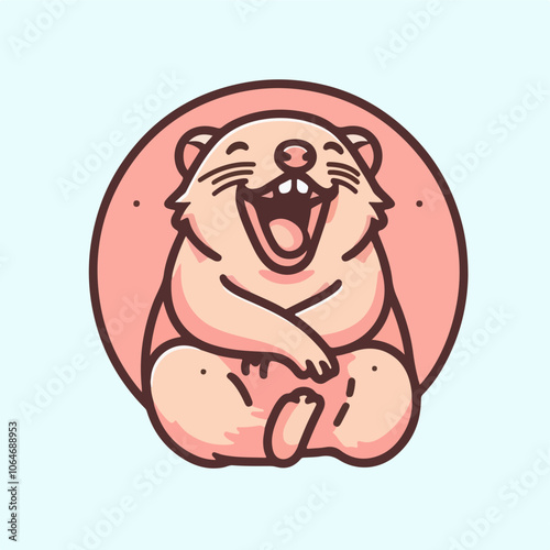 Cute animals - Laughing Wombat. Illustrations for children. Baby Shower card. Cartoon character isolated on white background. Australia animal wildlife