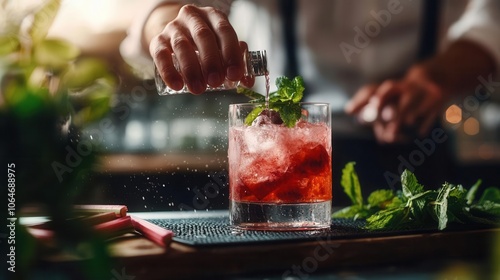 A bartender teaching a virtual cocktail class focused on using rhubarb vodka to create a variety of delicious drinks