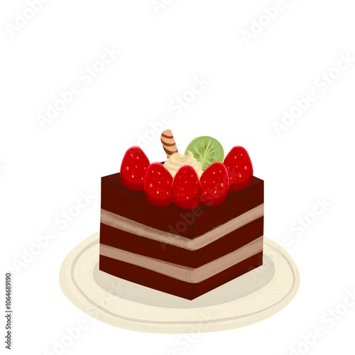 cake whipcream with straberry kiwi  for printing, fabric, baking, icon, design source photo