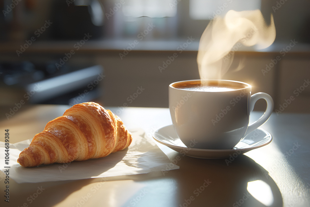 Hot cappuccino and croissants served on your desk in the morning. Before starting work, breakfast is an important meal for the body. Hot cappuccino and croissants served on your desk in the morning. Before starting work, breakfast is an important meal for the body.