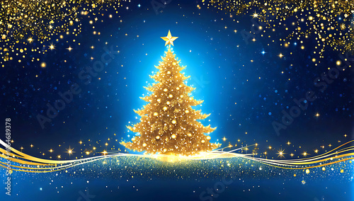 Christmas trees made of interconnected glowing lines and dots, resembling a network or constellation, positioned on either side of the image ,festive holiday theme