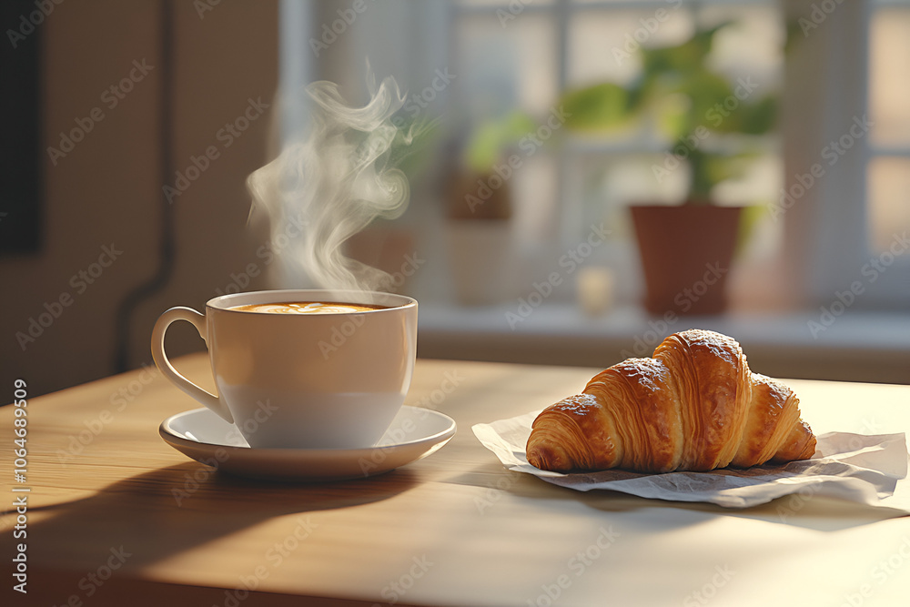 Hot cappuccino and croissants served on your desk in the morning. Before starting work, breakfast is an important meal for the body. Hot cappuccino and croissants served on your desk in the morning. Before starting work, breakfast is an important meal for the body.