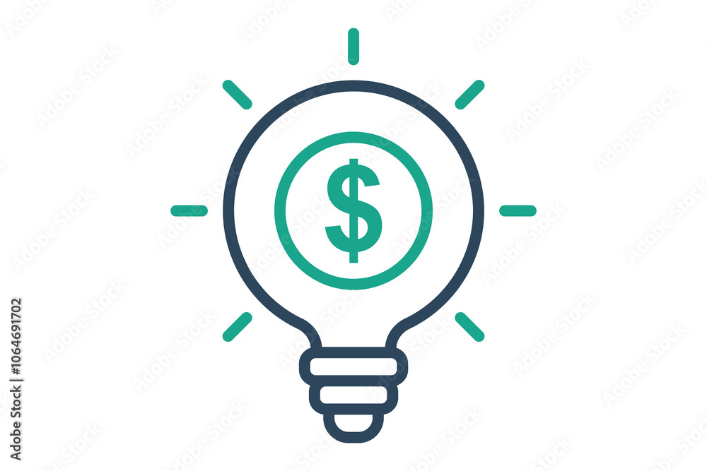 Reason icon. line icon style. light bulb with dollar. icon related to motivation. success elements vector illustration Reason icon. line icon style. light bulb with dollar. icon related to motivation. success elements vector illustration