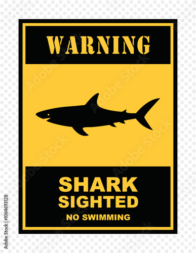 Warning of shark sign banners on transparent  background, vector illustration