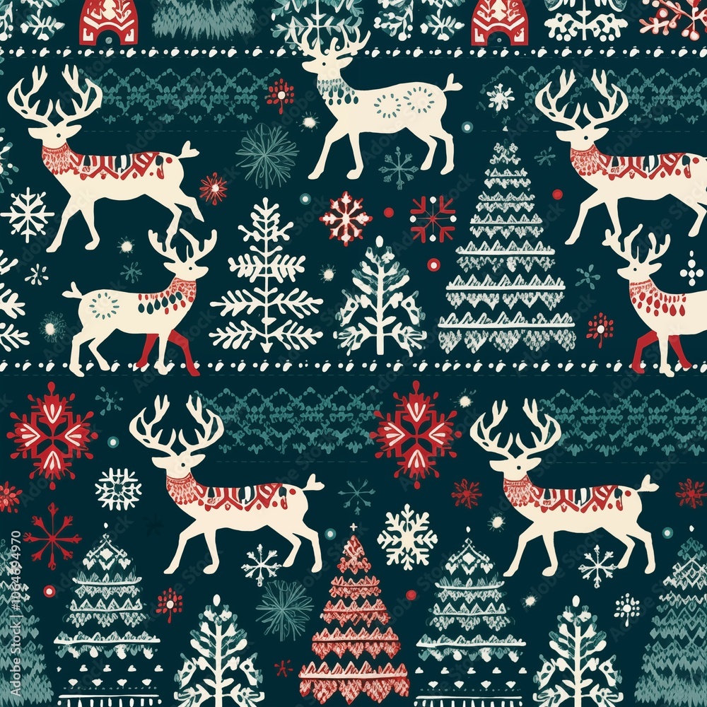 Holiday Knit Sweater Pattern, Generative Ai Holiday Knit Sweater Pattern, Generative Ai