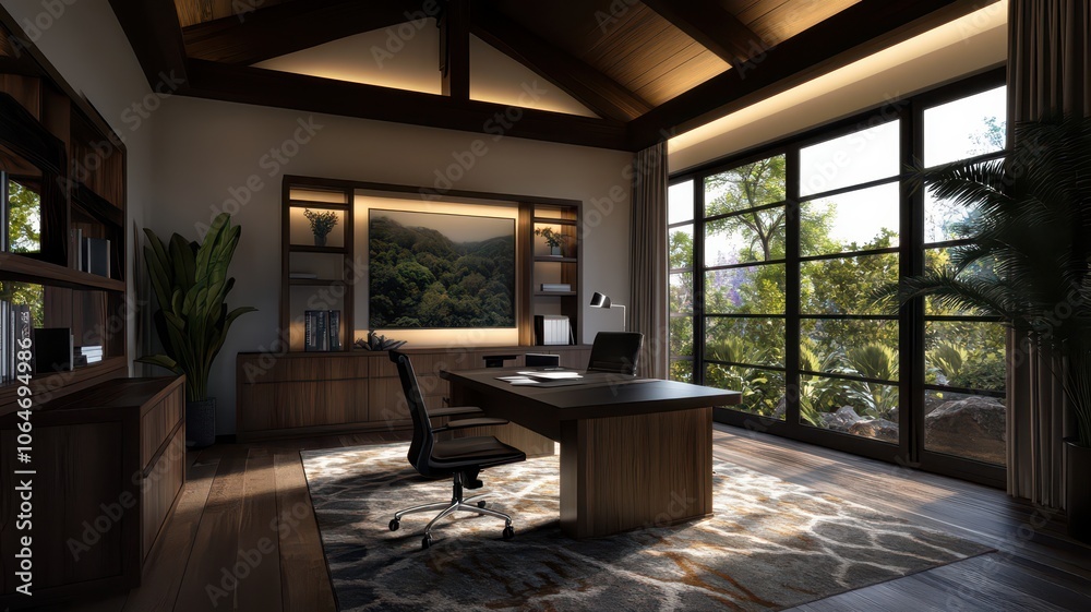 Charming rustic office featuring distressed wood accents and cozy vintage decor for a warm, inviting workspace.