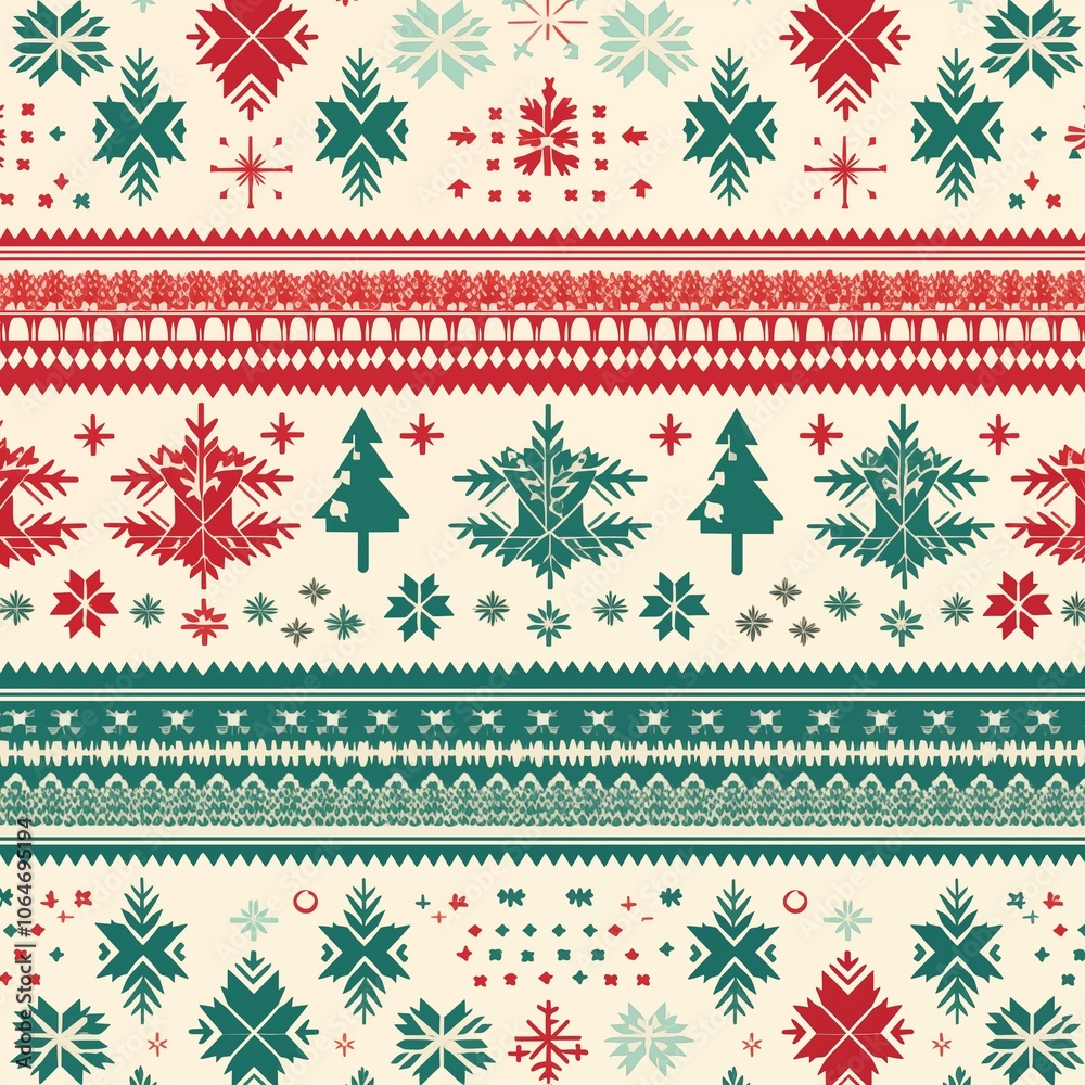 A seamless pattern mimicking a cozy, knitted Christmas sweater design, Generative Ai A seamless pattern mimicking a cozy, knitted Christmas sweater design, Generative Ai